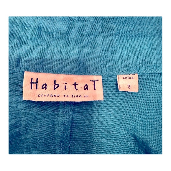 Habitat Blue Button Up Crinkle Fabric Shirt 3/4 Sleeve Women’s Size S - Picture 3 of 5